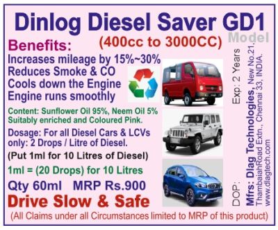 Dinlog Diesel Saver GD1 60ml Model Label 7226