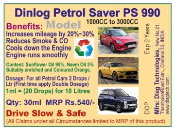 Dinlog Petrol Saver PS990 30ml model label 7226